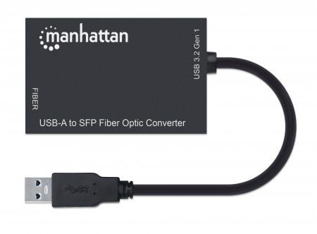 Manhattan 152297, Koblet med ledninger (ikke trådløs), USB, Fiber, 1000 Mbit/s, Sort
