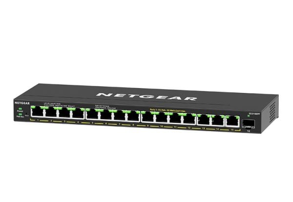 NETGEAR Plus GS316EPP - Switch - Styrt - 15 x 10/100/1000 (PoE+) + 1 x SFP - stasjonær, veggmonterbar - PoE+ (231 W)