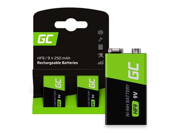 Green Cell - Batteri 2 x 9V / HF9 - NiMH - (genopladelige) - 250 mAh - sort
