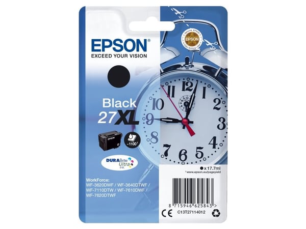 Epson 27XL - 17.7 ml - XL - svart - original - blekkpatron - for WorkForce WF-3620, WF-3640, WF-7110, WF-7210, WF-7610, WF-7620, WF-7710, WF-7715, ...