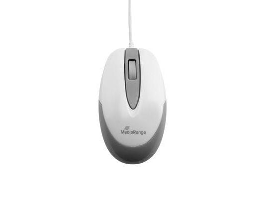 MediaRange MROS214, Høyre hendt, Optisk, USB Type-A, 1000 DPI, Grå, Hvit