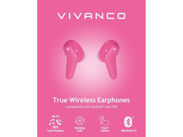 Vivanco Fresh Pair, Trådlös, Samtal/musik, Headset, Rosa