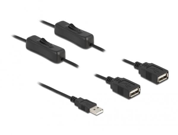 Delock - Strømsplitter - USB (hann) til USB (hunn) - 5 V - 2 A - 1 m - svart