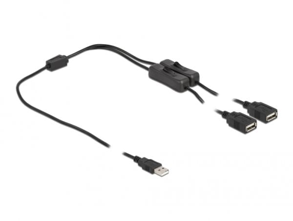Delock - Strømsplitter - USB (hann) til USB (hunn) - 5 V - 2 A - 1 m - svart