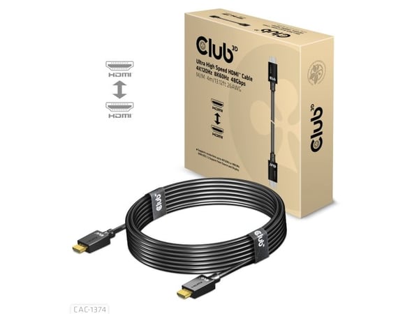Club 3D - Ultra High Speed - HDMI-kabel - HDMI hann til HDMI hann - 4 m - svart - 4K 120 Hz støtte, 8K 60Hz støtte