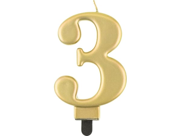 GoDan Syntymäpäiväkynttilä "3" kultainen 8cm