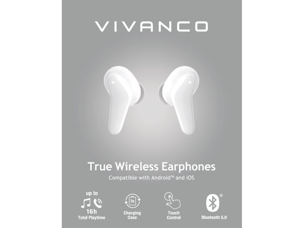 Vivanco Fresh Pair, Trådløs, Samtaler/musikk, Hodesett, Hvit