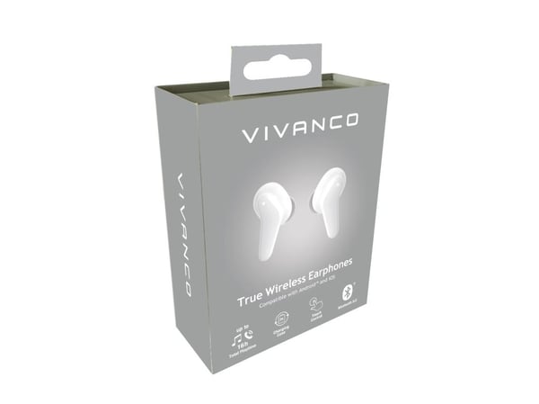 Vivanco Fresh Pair, Trådløs, Samtaler/musikk, Hodesett, Hvit