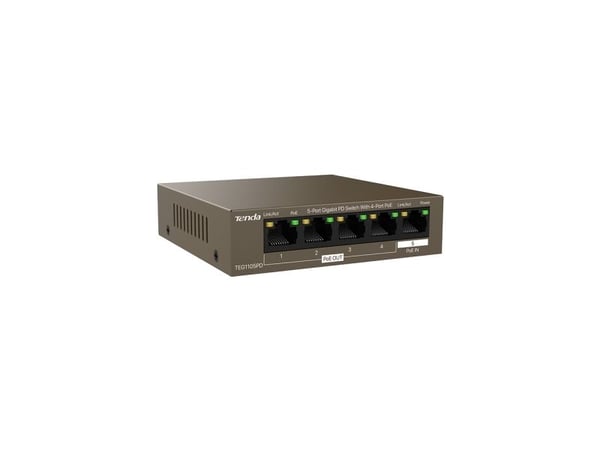 Tenda TEG1105PD - Switch - PD - 4 x 10/100/1000 (PoE) + 1 x 10/100/1000 - stasjonær - PoE (30 W)