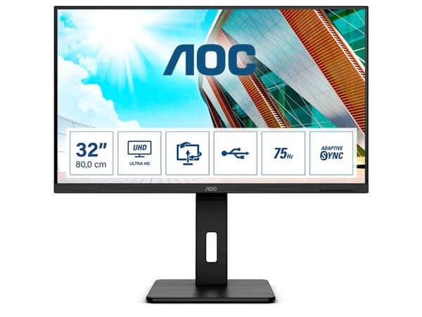 AOC P2 U32P2, 80 cm (31.5"), 3840 x 2160 piksler, 4K Ultra HD, LED, 4 ms, Svart