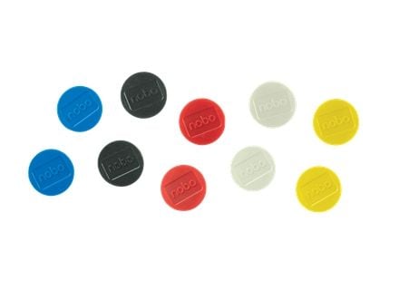 Nobo Whiteboard magneter 38 mm, styrke 1,5 kg, pakke med 10 stk. assorterte farger, Whiteboard-magnet, Blå, 38 mm, 190 mm, 20 mm, 250 g
