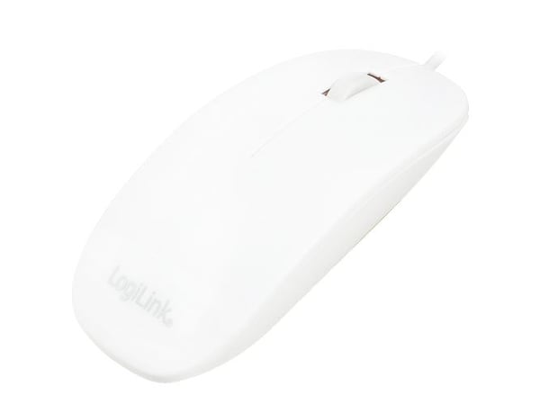 LogiLink Slim - Mus - høyre- og venstrehåndet - optisk - 3 knapper - kablet - USB - hvit