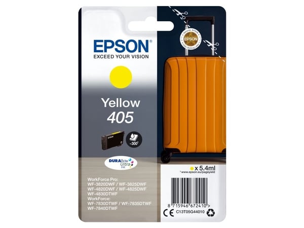 Epson 405 - 5.4 ml - gul - original - blære med RF/lyd-alarm - blekkpatron - for WorkForce WF-7310, 7830, 7835, 7840; WorkForce Pro WF-3820, 3825, ...