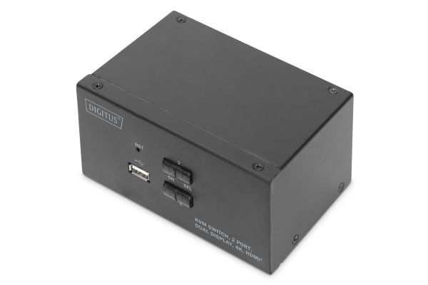DIGITUS DS-12860 - KVM / lyd / USB-svitsj - 2 x KVM/lyd/USB - 1 lokalbruker - stasjonær