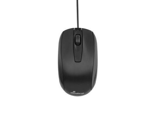 MediaRange MROS210 - Mus - høyre- og venstrehåndet - optisk - 3 knapper - kablet - USB - svart