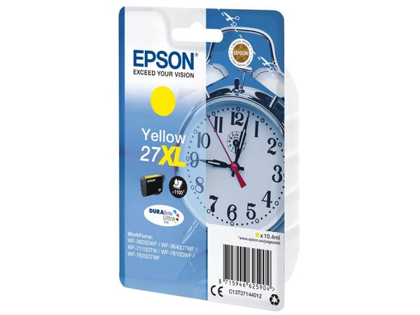 Epson 27XL - 10.4 ml - XL - gul - original - blekkpatron - for WorkForce WF-3620, WF-3640, WF-7110, WF-7210, WF-7610, WF-7620, WF-7710, WF-7715, WF...