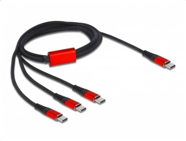 DeLOCK 86713, 1 m, USB C, USB 2.0, Musta, Punainen