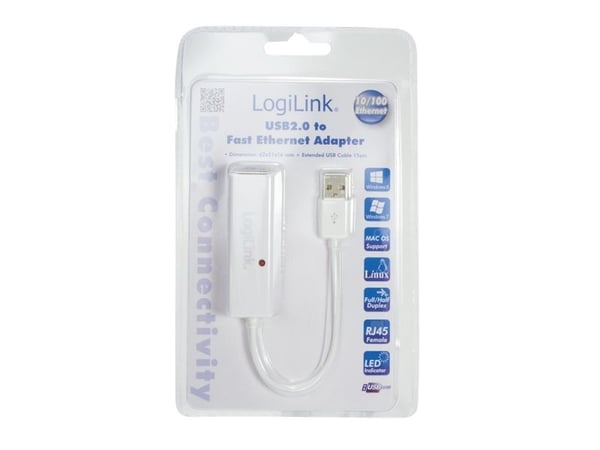 LogiLink Fast Ethernet USB 2.0 to RJ45 Adapter - Nettverksadapter - USB 2.0 - 10/100 Ethernet