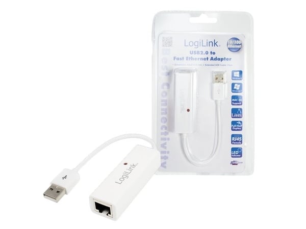 LogiLink Fast Ethernet USB 2.0 to RJ45 Adapter - Nettverksadapter - USB 2.0 - 10/100 Ethernet