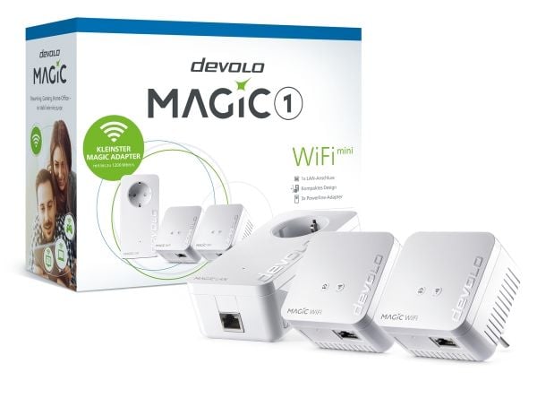devolo Magic 1 WiFi mini - Multiroom Kit - bro HomeGrid 2,4 GHz - veggpluggbar (en pakke 2)