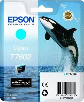 Epson T7602 syaani, Syaani, 25,9 ml, 1 kpl