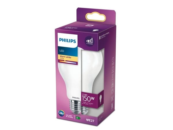 Philips - LED-filamentlyspære - form: A67 - mattslipt finish - E27 - 17.5 W (ekvivalent 150 W) - klasse A++ - varmt hvitt lys - 2700 K
