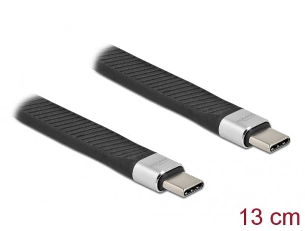 Delock - USB-kabel - USB-C (hann) til USB-C (hann) - USB 2.0 - 20 V - 5 A - 13 cm - Power Delivery-støtte - svart, sølv
