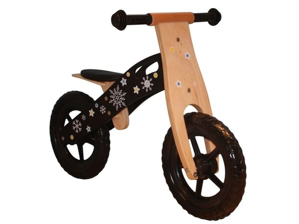 Træ Sort Løbecykel med rigtige hjul med luft