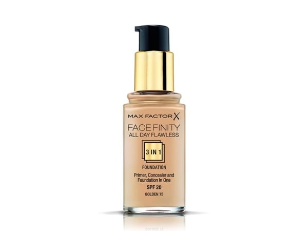 Max Factor Facefinity All Day Flawless 3 in 1, Pumpe flaske, Krem, Gull, Golden, Medium, Universell