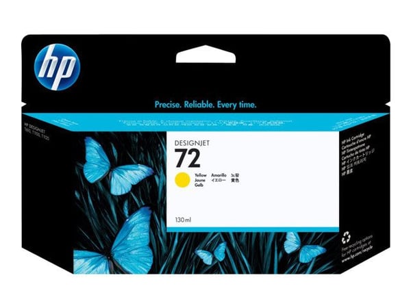 HP 72 - 130 ml - gul - original - DesignJet - blekkpatron - for DesignJet T1100, T1100ps, T1200, T1200ps, T1300, T610, T620, T770, T790
