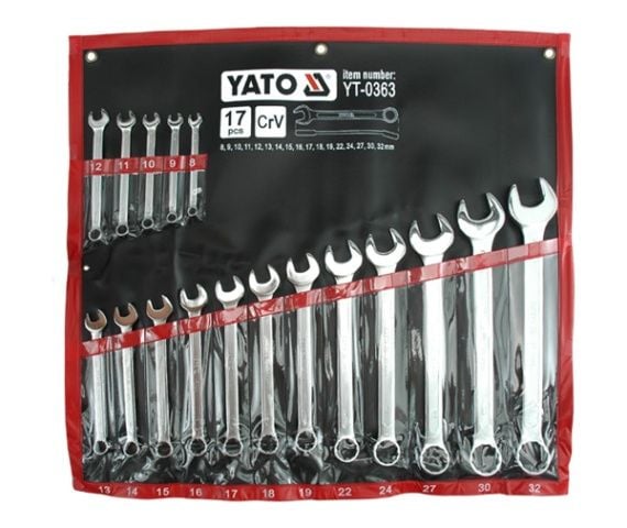 YATO KOMBINASJONSNØKLER SATENG 17 stk. 8-32 mm CASE 0363