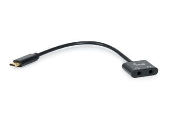 Equip 133469, USB C, Hankjønn, 2 x 3.5mm, Hunkjønn, 0,15 m, Sort