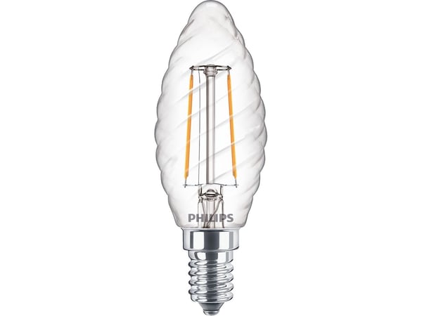 Philips - LED-lyspære - form: stearinlys - klar finish - E14 - 2 W (ekvivalent 25 W) - klasse A++ - varmt hvitt lys - 2700 K