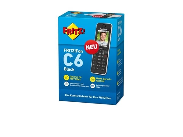 Fon C6, DECT-puhelin, Johdoton puhelin, Kaiutinpuhelin, 300 entries, Soittajan tunnistus, Musta
