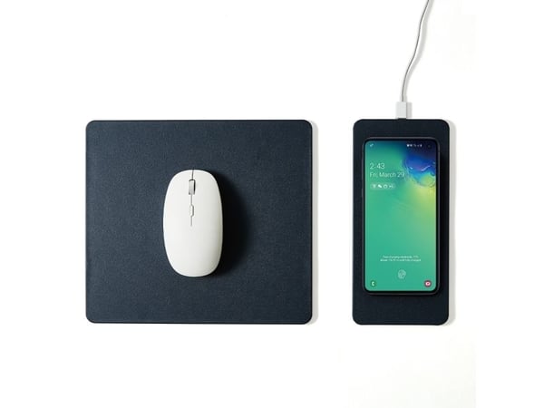 POUT Splitted mouse pad with high-speed charging HANDS 3 SPLIT dark, Blå, Monokromatisk, ABS syntetisk, Polyurethan, USB-strøm, Antiskliunderlag
