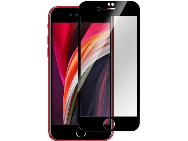 eSTUFF Titan Shield - Skjermbeskyttelse for mobiltelefon - full deksel - glass - rammefarge svart - for Apple iPhone SE (2nd generation)