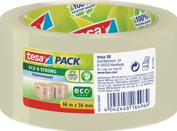 Tesapack Eco & Strong - Pakketape - 50 mm x 66 m - polypropylen - transparent