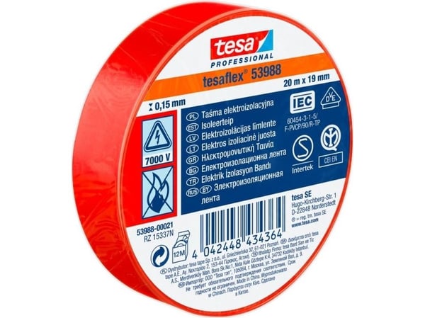 Tesa SÄHKÖISOLOINTITEIPPI. 5000V PVC 20M: 19MM NET (H5394888) H5398821 TESA TESA