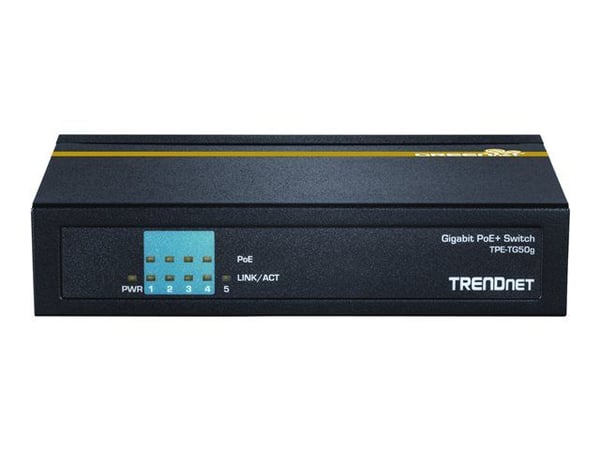 TRENDnet TPE TG50g - Switch - 4 x 10/100/1000 (PoE+) + 1 x 10/100/1000 - stasjonær - PoE+ (31 W) - TAA-samsvar