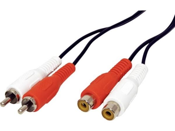 VALUE 11.99.4326, 2 x RCA, Hankjønn, 2 x RCA, Hunkjønn, 5 m, Sort