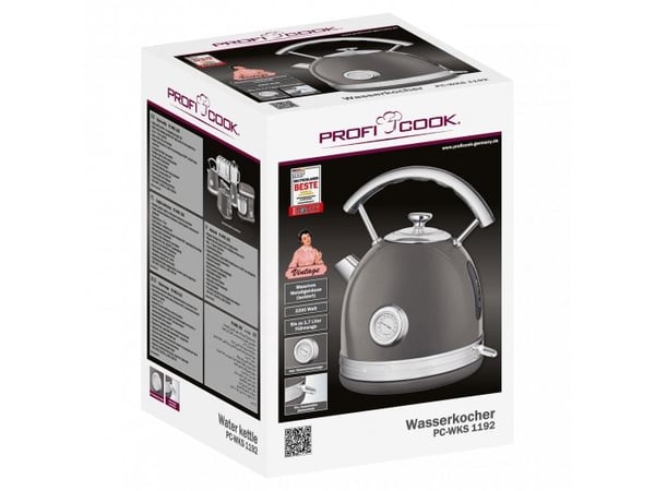 ProfiCook Vintage PC-WKS 1192 - Kjele - 1.7 liter - 2.2 kW - antrasitt