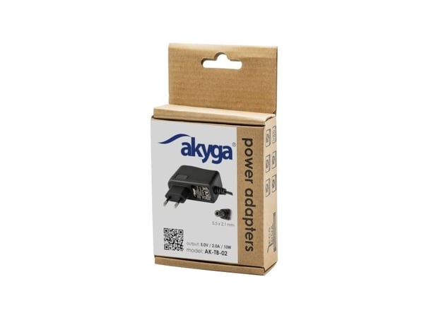 Akyga AK-TB-02 - Strømadapter - AC 100-240 V - 10 watt - svart
