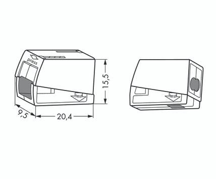 Wago 224-112, 9,5 mm, 20,5 mm, 15,5 mm, 400 V