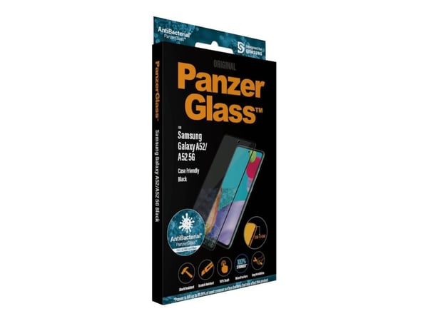 PanzerGlass™ | Case-Friendly - Skærmbeskytter for mobiltelefon - Edge-to-Edge passform - rammefarve sort | Samsung Galaxy A52/A52 5G