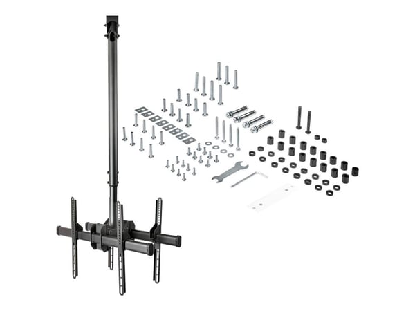 StarTech.com Dual TV Ceiling Mount, Back-to-Back Heavy Duty Hanging Dual Screen Mount with Adjustable Telescopic 3.5' to 5' Pole, Tilt/Swivel/Rotat...