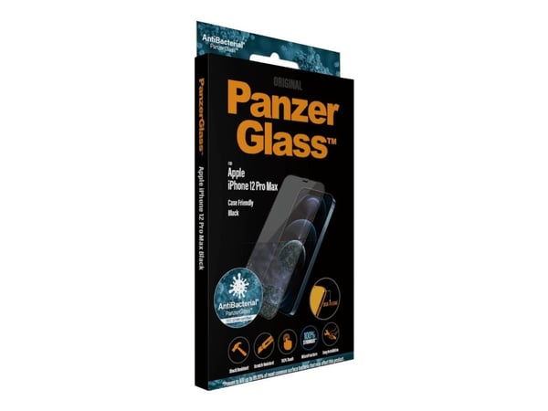 PanzerGlass™ | Case-Friendly - Skærmbeskytter för mobiltelefon - Edge-to-Edge passform - ramfarve sort | Apple iPhone 12 Pro Max