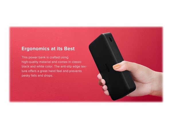 Xiaomi Redmi - Power bank - 20000 mAh - 74 Wh - 18 watt - 3.6 A - Fast Charge - 2 utdatakontakter (USB) - svart