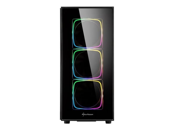 Sharkoon TG6 RGB - Tower - ATX - sidepanel med vindu (herdet glass) - ingen strømforsyning - svart - USB/lyd