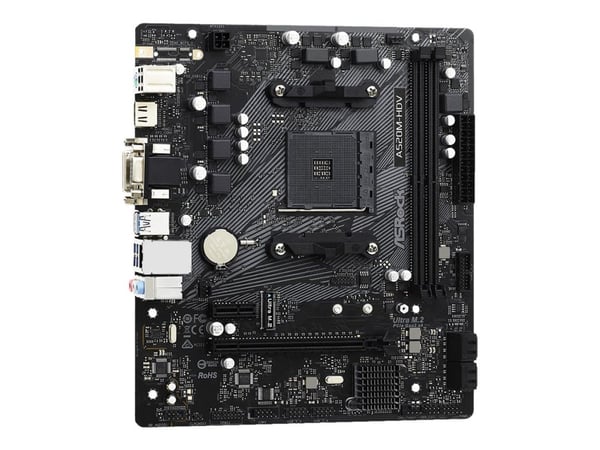 ASRock A520M-HDV - Moderkort - micro ATX - Socket AM4 - AMD A520 Chipuppsättning - USB 3.2 Gen 1 - Gigabit LAN - inbyggda grafiken (CPU krävs) - HD...