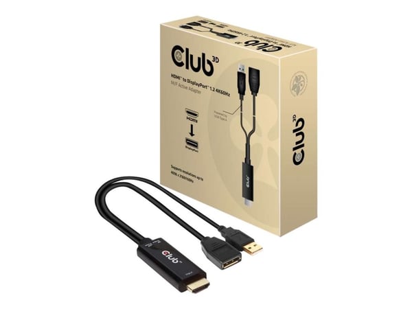 Club 3D - Video adapter - HDMI hann til DisplayPort hunn - 25 cm - 4K-støtte, aktiv